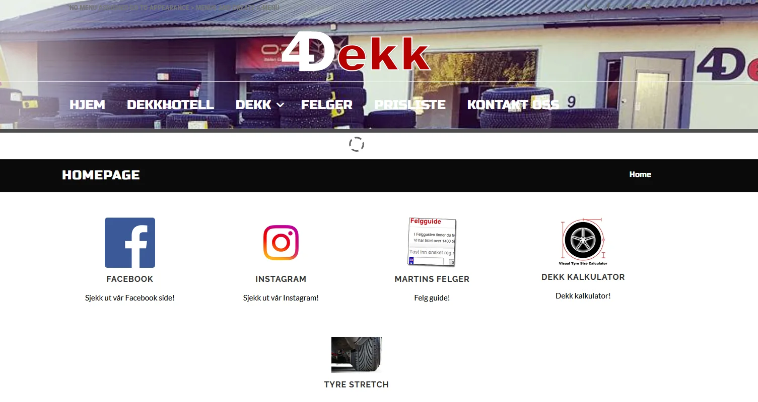 Den gamle nettsiden til 4Dekk Larvik på desktop.
