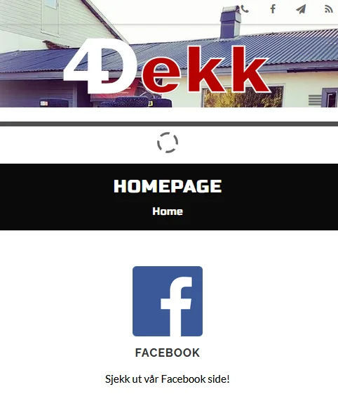 Den gamle nettsiden til 4Dekk Larvik på mobil.