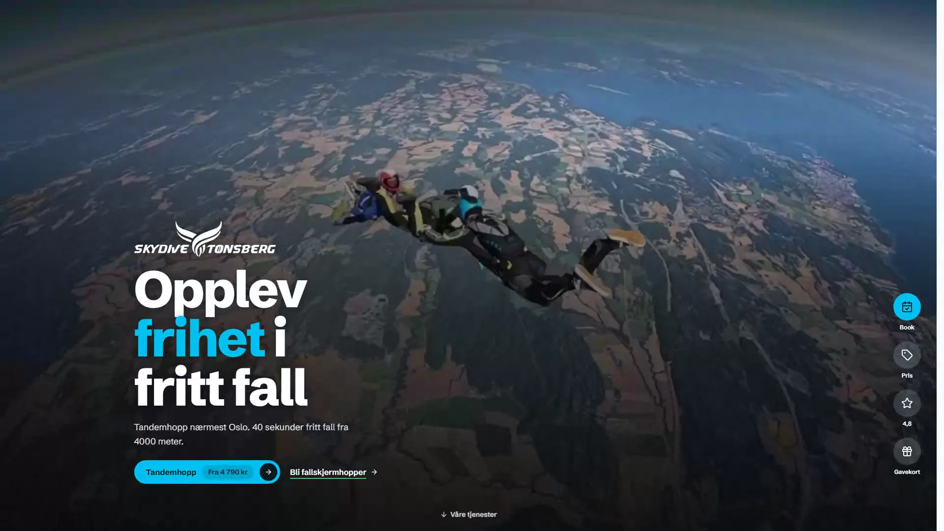 Forsiden til skydivetonsberg.no.