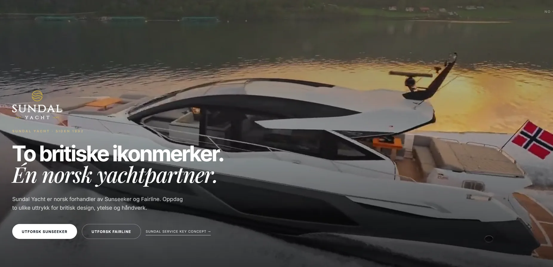Den nye nettsiden til Sundal Yacht på desktop.