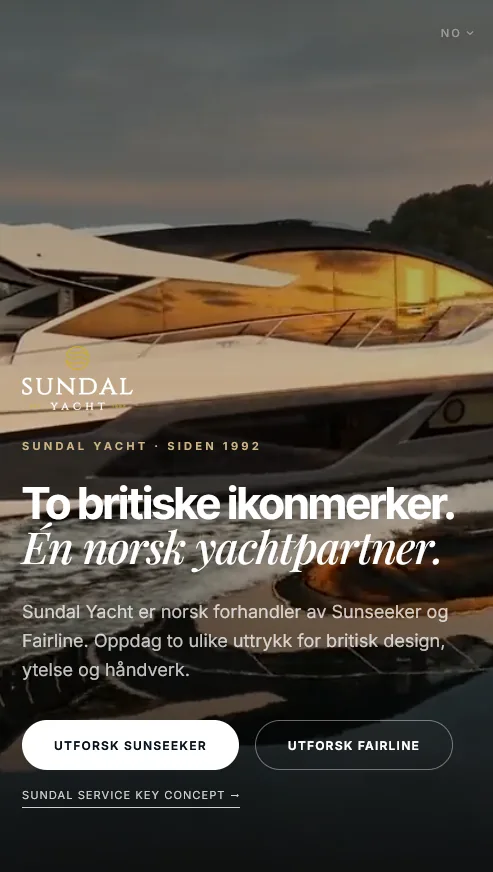 Den nye nettsiden til Sundal Yacht på mobil.